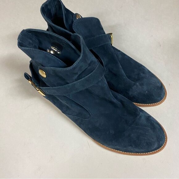 House of Harlow 1960 Blue suede Wrap Bootie low heel almond toe 36.5 / US 6 - Picture 2 of 11
